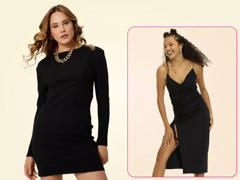 Mulheres em vestidos pretos elegantes