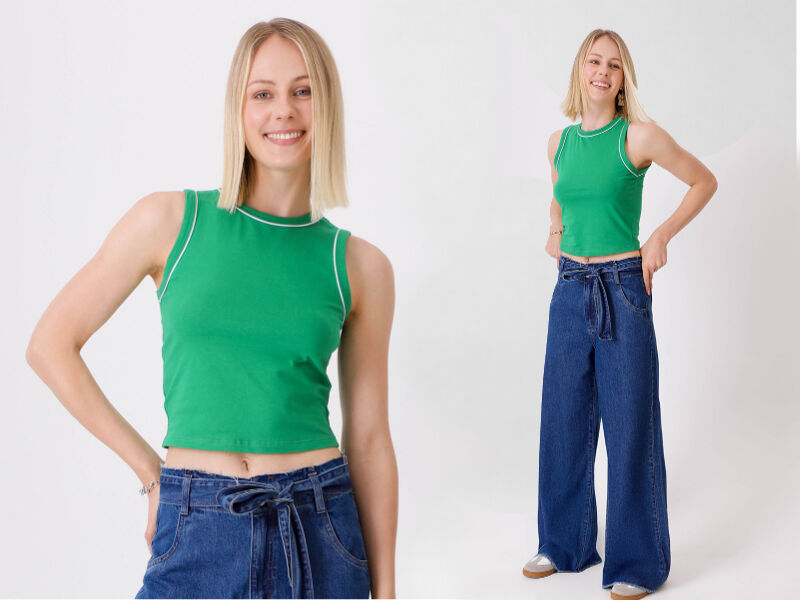 lookscopa 3 Modelo usando camiseta amarela Brasil com número 10.