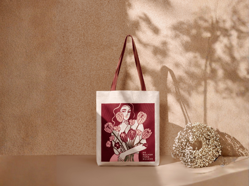 Sacola/bolsa da Campanha de Outubro Rosa 2026: De Mulher para Mulher